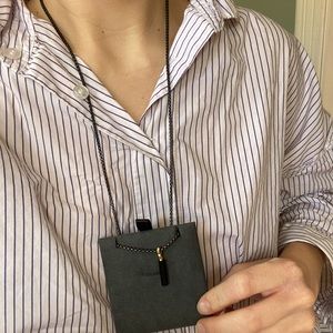 David Yurman Barrel Charm in Black Onyx Necklace